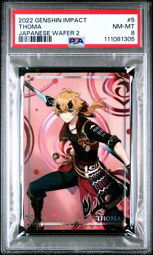 PSA 8 - 2022 GENSHIN IMPACT JAPANESE WAFER CARDS 2 5 THOMA