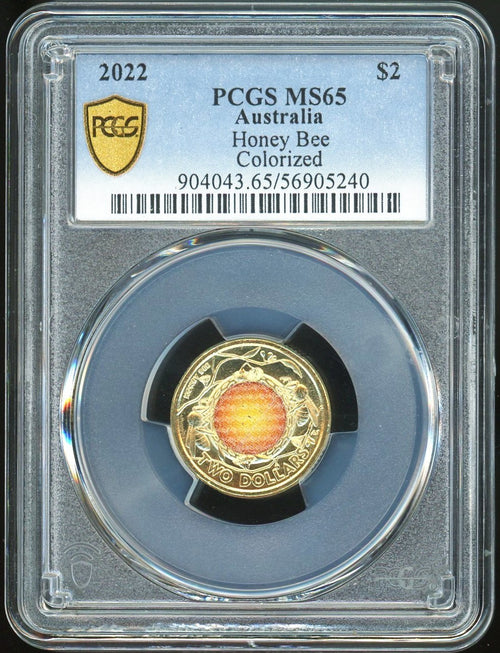 PCGS MS65 - 2022 Honey Bee Colorized Australia $2 Coin