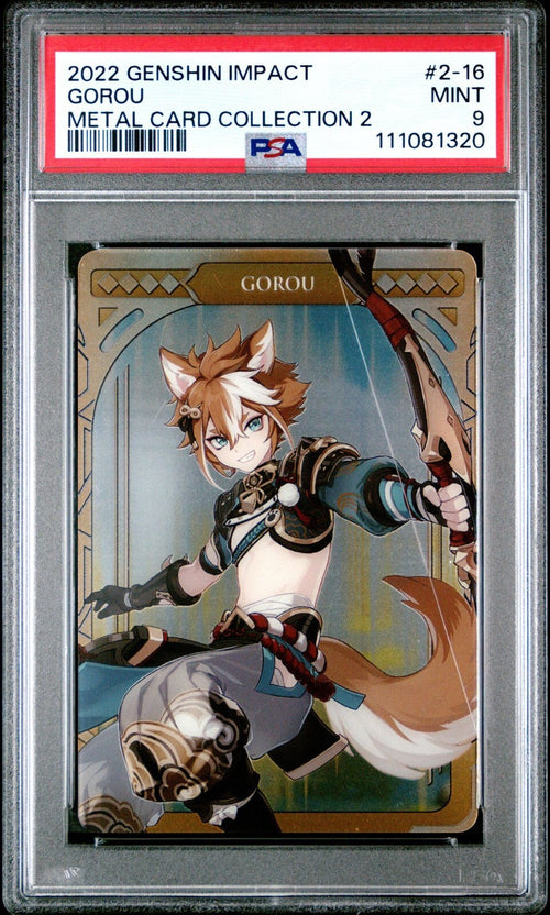 PSA 9 - 2022 CARDDASS GENSHIN IMPACT METAL CARD COLLECTION 2 2-16 GOROU