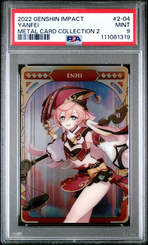 PSA 9 - 2022 CARDDASS GENSHIN IMPACT METAL CARD COLLECTION 2 2-04 YANFEI