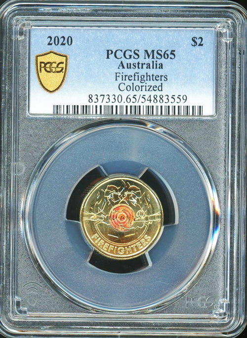 PCGS MS65 - 2020 Australia Firefighters Colorized $2 Coin