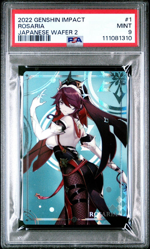 PSA 9 - 2022 GENSHIN IMPACT JAPANESE WAFER CARDS 2 1 ROSARIA