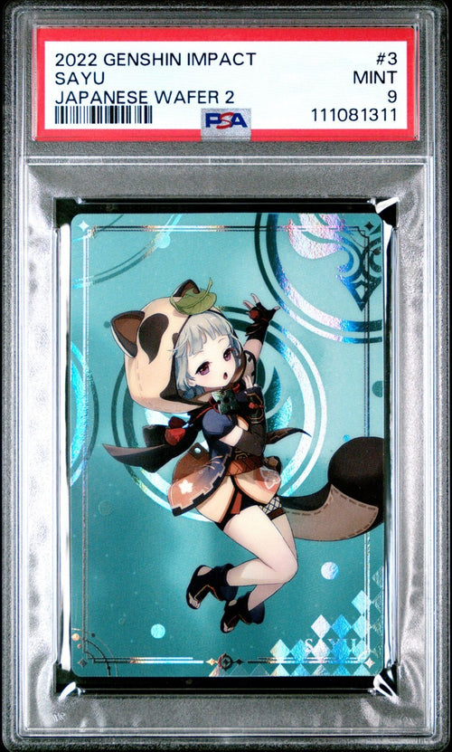 PSA 9 - 2022 GENSHIN IMPACT JAPANESE WAFER CARDS 2 3 SAYU