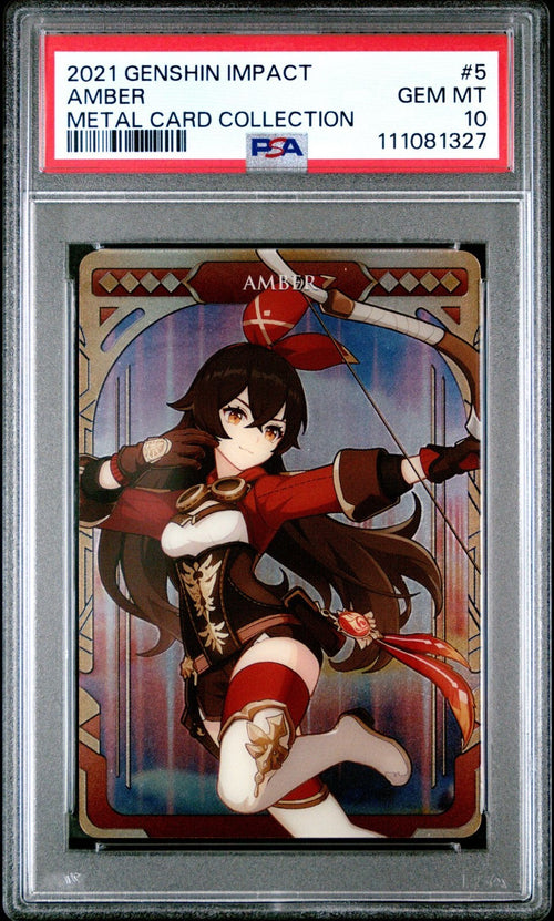 PSA 10 - 2021 GENSHIN IMPACT METAL CARD COLLECTION 5 AMBER