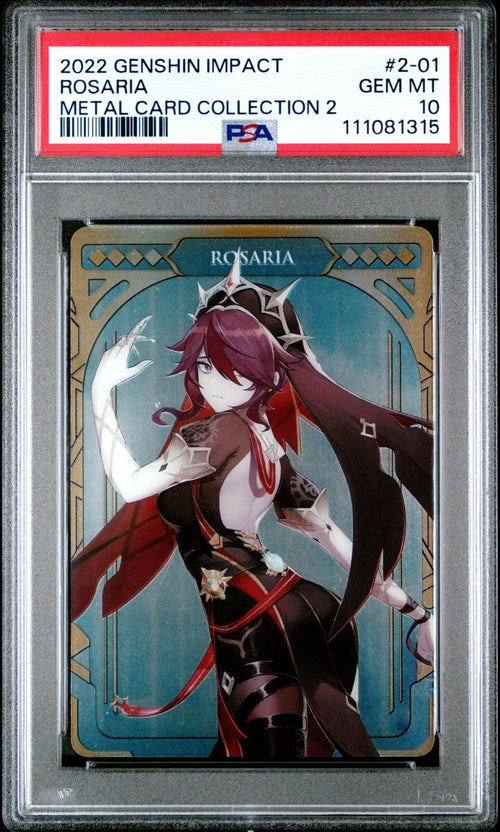 PSA 10 - 2022 CARDDASS GENSHIN IMPACT METAL CARD COLLECTION 2 2-01 ROSARIA