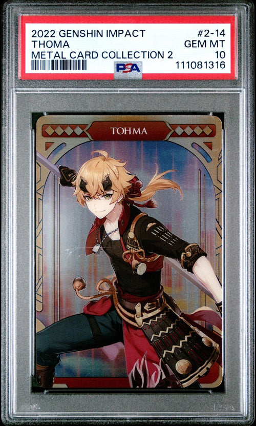 PSA 10 - 2022 CARDDASS GENSHIN IMPACT METAL CARD COLLECTION 2 2-14 THOMA