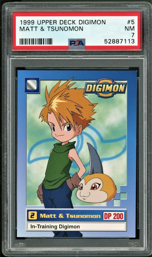 PSA 7 NM 1999 Upper Deck Digimon - Matt & Tsunomon #5