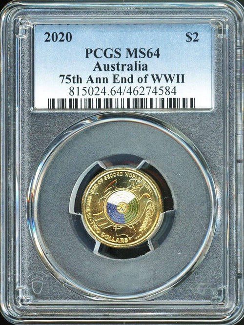 PCGS MS64 2020 RAM 75th Anniversary End of WW2 Australia Coin $2