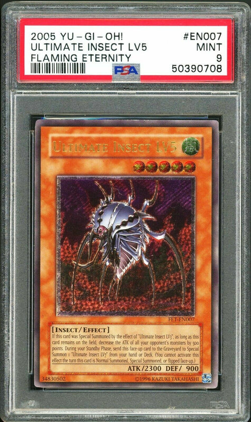 PSA 9 MINT 2005 Yu-Gi-Oh! Ultimate Insect LV5 - Flaming Eternity Ultimate Rare