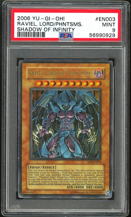 PSA 9 - 2006 YU-GI-OH! SHADOW OF INFINITY RAVIEL LORD OF PHANTASMS ULTRA RARE