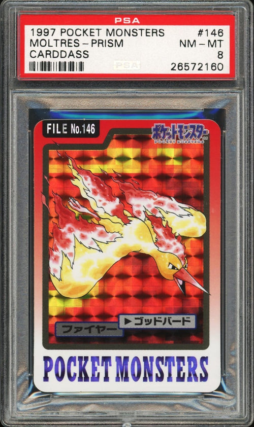 PSA 8 - 1997 POKEMON - POCKET MONSTER - MOLTRES - PRISM CARDDASS #146