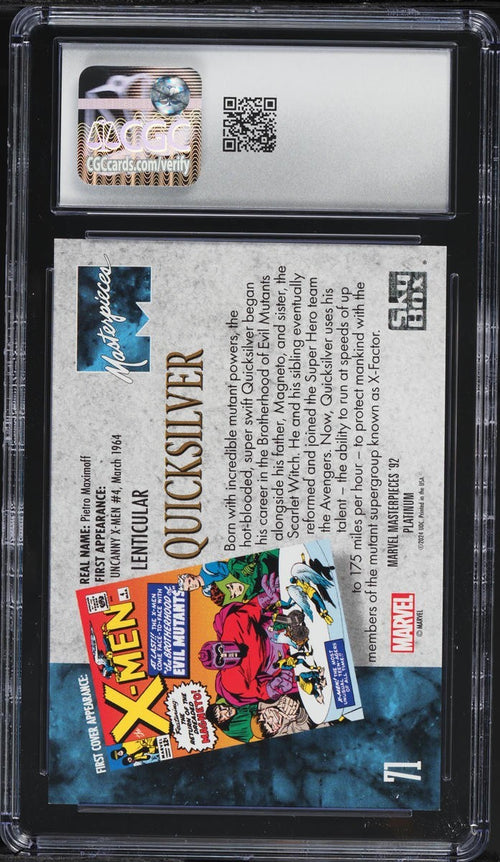 CGC 9 - 2024 Upper Deck Marvel Masterpieces '92 Platinum Lenticular Quicksilver