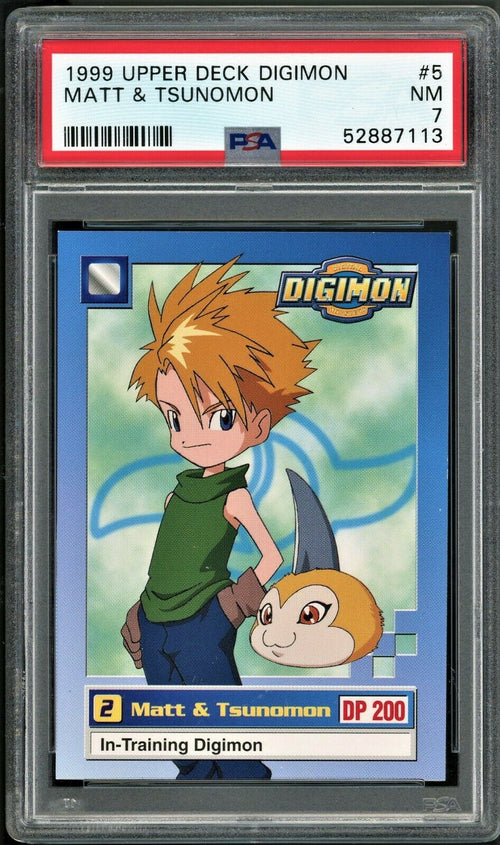 PSA 7 NM 1999 Upper Deck Digimon - Matt & Tsunomon #5