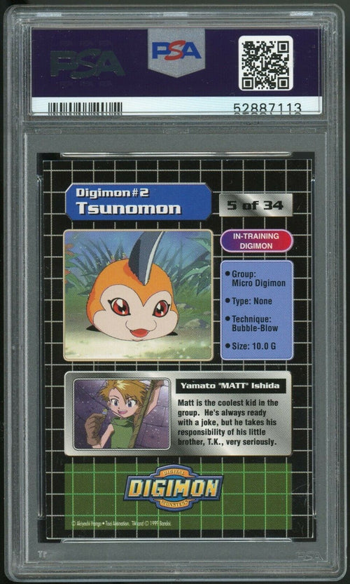 PSA 7 NM 1999 Upper Deck Digimon - Matt & Tsunomon #5