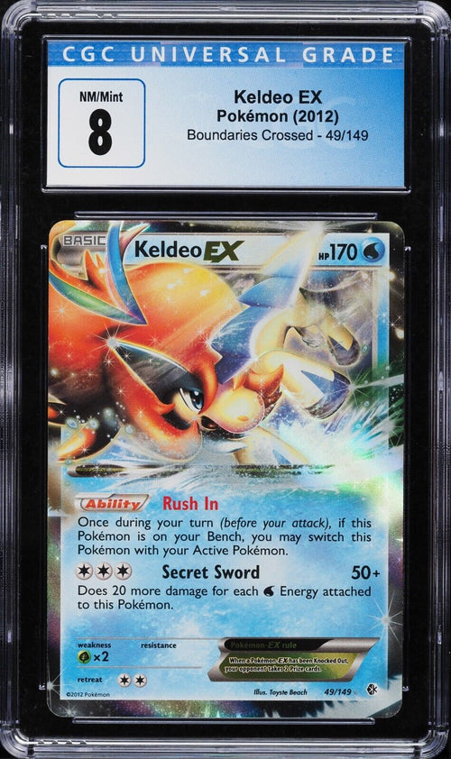 CGC 8 NM-MT 2012 Pokemon Black & White Boundaries Crossed Keldeo EX #49