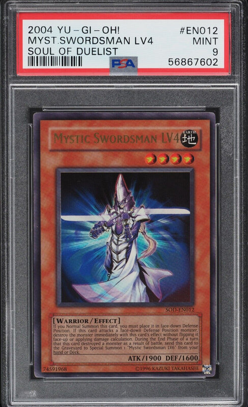 PSA 9 MINT 2004 Yu-Gi-Oh! Soul Of The Duelist Mystic Swordsman Lv4 #SOD-EN012