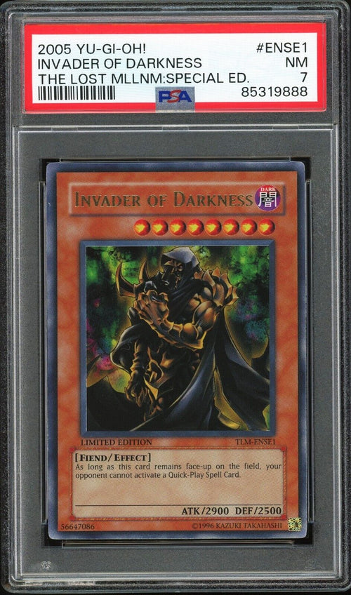 PSA 7 NM 2005 Yu-Gi-Oh! The Lost Millenium Invader of Darkness TLM-ENSE1